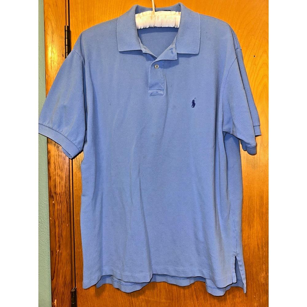Polo Ralph Lauren Mens Short Sleeve Classic Fit Cotton Polo Shirt Blue L